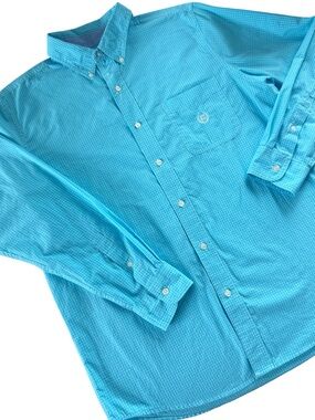 Chaps Men's Long Sleeve Sustainable Easy Care Woven Shirt Monogrammed